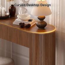 Inch Console Table With 2 Drawers, Fluted Entryway Tables With Storage, Sofa Table Behind The Couch, Hallway Tables, MidCentury - Walnut - View 4