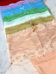Kit 5 Calcinhas Cintura Alta Com Renda Modeladora Cós Alto Pós Parto. Kit calcinha algodão cós alto , cós em renda. calcinha Pós operatorio cirungico. calcinha modeladora de corpo - Multicolorido - Visão 8