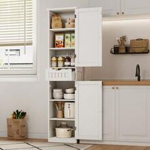 Kitchen Cabinet, 170 * 40 * 30 Cm, With 2 Doors And 1 Drawer, As Well As Adjustable Shelves For Flexible Storage. Suitable For The Kitchen, Dining Room Or Living Room. - White - View 2