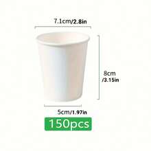 100pcs White Thickened Paper Cups, Disposable Milk Tea Coffee Cups, Without Lid Disposable White Kraft Paper Cups, Double-Wall Insulated Disposable Coffee/Milk Tea Paper Cups, Suitable For Festivals, Parties, Christmas Parties - White - View 18