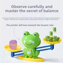 Frog Balance Scale Math Educational Toy, Toddler Number Recognition Addition & Subtraction Arithmetic Learning Tool, 3-Level Difficulty Challenge Cards, Hand-Eye Coordination & Balance Perception Training, Children's Desktop Game - Multicolor - View 5