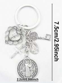 1pc Religious Themed Novelty Keychain | Cross Keychain, Bag Charm, Comes With Various Accessories, Prayer Amulet, Can Decorate Bags And Phones, Car Accessory, Jewelry Keychain Pendant - Multicolor - View 7