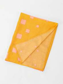1 pezzo Foulard da donna con stampa geometrica digitale a blocchi di colore giallo, leggero, protezione solare, versatile e alla moda, adatto per l'uso quotidiano in estate - Multicolore - Visualizzare 7