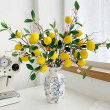 1/2pc Artificial Lemon Branch, 8-Head Faux Lemon With Stem, Kitchen Decor Party Spring Summer Decoration (Yellow) - Multicolor - View 7