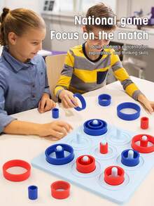Children's Toy Ring-Toss Game - An Educational Toy For The Table - An Entertaining Tutoring Game. Enhances Logical Thinking Through Double-Person Tic-Tac-Toe. - Multicolor - View 4