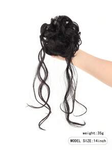 Messy Bun Hair Piece Wavy Curly Scrunchies Synthetic Chignon Ponytail Hair Extensions Thick Updo Hairpieces For Women, Halloween - Multicolor - View 2