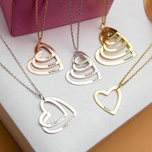 Mother's Name Necklace, Heart Name Pendant, Personalized Family Jewelry - Multicolor - View 4