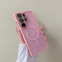 高級啞光親膚手機殼，適用於 Galaxy S26Ultra S25Ultra S24Ultra S23Ultra A56 A16 A17 A36 A26 A16 A37 A57 S24 S23FE Plus A55 A35 A54 A15 S25 S24 S23 及其他機型，全方位相機保護、內建鏡頭膜、柔軟觸感、防指紋、支援無線充電、防震設計 - 粉色 - 查看 4