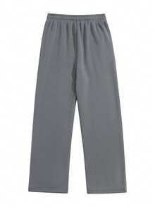 Men's Loose Casual Solid Color Straight Leg Pants, Versatile Casual Straight Leg Sweatpants - Dark Grey - View 2