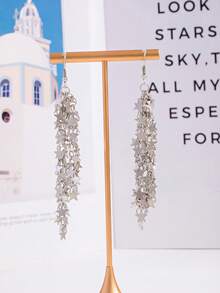 2pcs Star Sequin Long Dangle Earrings, Elegant Fashion Earrings For Students, Sweet Style - Style 2 - View 4