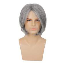 Men Silver Gray Full Hair Cover Stylish Light Tone Hair Accessory Easy Care Adult Daily Outfit Theme Party Holiday Labor Day Thanksgiving Wigs Cosplay Wigs Halloween Costume Wigs - M2067 Gray# - View 7