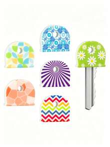 1/5pcs Floral Pattern Non-Slip Silicone Key Caps - Durable Non-Slip Key Identifiers, Suitable For Home, Office And Door Keys - Daily Essentials, Perfect For Families And Roommates, Keep Organized, Great Gift Choice - Multicolor - View 1