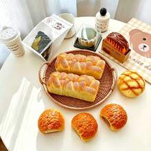 1pc Realistic Tearable Bread Caterpillar Model Food Prop, Handmade Decorative Ornament - Multicolor - View 3