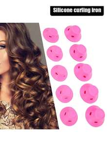 20/10/1pc Heatless Curling Rod, Silicone Bell Curling Rod, Easily Curl All Hair Types, Suitable For Women's Home Hairstyles, Easy To Operate, Curling Rod, Curling Comb, Curling Rod, Curling Products, Heatless Curling, Curling Rod, Hair Salon - Pink - View 2