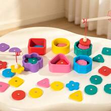 1 Set Fishing Shape Matching Box, Colorful Geometric Wooden Blocks, Children's Shape And Color Recognition, Early Education Cognitive Color And Shape Educational Toy - Multicolor - View 2