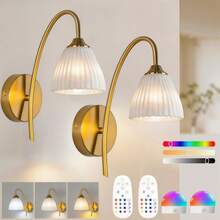 Lampu Dinding Bertenaga Baterai, Lampu Dinding Pengisian Nirkabel Warna Emas dengan Bohlam 2000mAh yang Dapat Dilepas dan Dapat Diredupkan serta Kontrol Jarak Jauh, Dekorasi Dinding 15 Warna, Cocok untuk Kamar Tidur, Ruang Tamu, Lorong - Beraneka warna - View 13