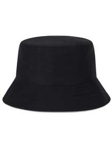 1pc Men's PU Leather Patch Bucket Hat, Outdoor Sun Protection Casual Hat, Suitable For Spring/Autumn Travel, Beach Vacation - Black M - View 4