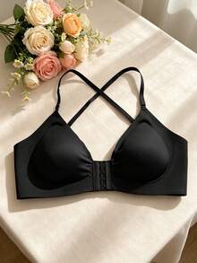 2pcs Front Closure Bra, Women's Criss-Cross Back Strap, Sexy Back Design, Multiple Wearing Styles, Comfortable Bra - Multicolor - View 4
