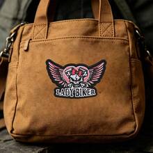 Parche bordado de calavera punk para motocicleta, parche termoadhesivo de ala de pájaro polilla gótica, parche decorativo DIY para chaqueta de mezclilla y mochila - C - Ver 9