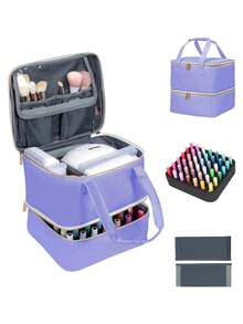 42 Bottle + Nail Polish Organizer Handheld Double Layer Organizer Tote Bag For Girls And Women Nail Art, Essential Oil, Cosmetic Set Daily Travel Use - Multicolor - View 13