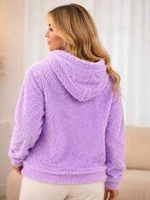 Women's Fleece Sweatshirt With Hood - Lilac 11 - View 2