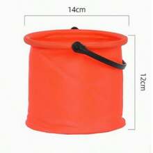 1pc Foldable Small Water Bucket, Soft Rubber Collapsible Portable Bucket, Flexible And Wear-Resistant With Handle, Compressible Storage Space-Saving, Fresh Color, Suitable For Home Cleaning, Camping, Fishing, Outdoor Travel Practical Accessory - Folding Bucket - View 7