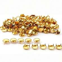 100 piezas/Paquete Remaches de metal redondos de 10mm/0.394in con 4 puntas, color plata, remaches para cuero, accesorios para ropa, bolsos, manualidades - A - Ver 8