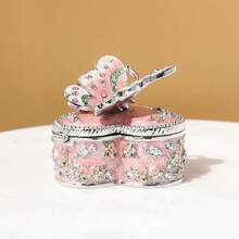 SUSUZUKU 1pc Creative Gift Metal Enamel Craft Vintage Heart-Shaped Butterfly Jewelry Box, Creative Birthday Gift, Valentine's Day Gift - Multicolor - View 4