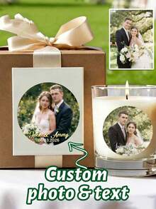 Custom Photo Round Stickers, Personalized Name Date Design,Elegant Wedding Style Gift Decor For Bridal Shower Anniversary Party, Customized Text Couple Sticker Labels For Favor Packaging, Customizable Picture Romantic Keepsake Gift For Guests Friends - Style a - View 1