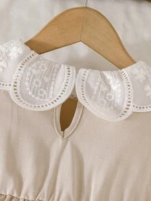 Baby Girl Exquisite Lace Trim Collar Bowknot Decor Sweet Dress - Apricot - View 4