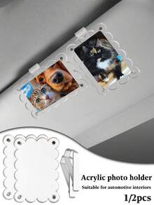 Nuova molletta magnetica per foto da parasole auto, cornice magnetica trasparente in acrilico universale per frigorifero, molletta per cornice foto da parasole auto, cornice foto personalizzata fai-da-te per decorazione auto, regalo per coppie, molletta per cornice foto commemorativa per animali domestici e famiglia - onda - Visualizzare 2