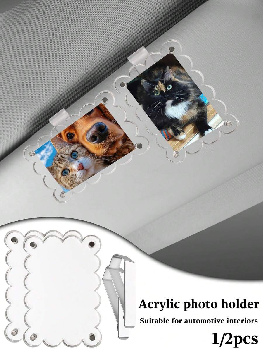 Nuova molletta magnetica per foto da parasole auto, cornice magnetica trasparente in acrilico universale per frigorifero, molletta per cornice foto da parasole auto, cornice foto personalizzata fai-da-te per decorazione auto, regalo per coppie, molletta per cornice foto commemorativa per animali domestici e famiglia