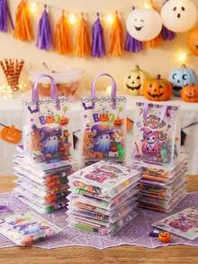 6er Set Halloween Geister Kürbis Cartoon transparente mattierte Geschenktüten, Halloween tragbare Geschenktüten, Trick or Treat Süßigkeiten Geschenktüten, Halloween Süßigkeiten Tüten, süße Halloween Party Geschenktüten, Geschenkverpackungstüten mit Griffen, wiederverwendbare tragbare Geschenktüten, transparente Party Geschenktüten, Halloween Dekorationen, Halloween Party Tischdekoration, Halloween Trick or Treat Dekorationen, Happy Halloween Dekorationen, Partyzubehör - Halloween-Geister - Übersicht 5