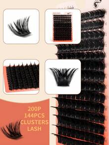 14 Rows 200D Fluffy Cluster False Eyelashes, Thickened Cluster Lash Extensions, Single Lash Extensions, Faux Mink Lash Clusters, D Curl, Dramatic Lash Extensions, Soft Lightweight Comfortable, Reusable Lash Clusters, Single Lashes - D - View 5