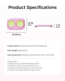 TELESIN CPL VND Cool Rose Magnetic Lens Filter Kit For OSMO Pocket 4P Enhances Color Contrast Adjustable Filter Frame Set For Pocket 4P Accessories - View 8