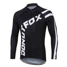 DONUTFOX New Unisex Long Sleeve Cycling Jersey Sports - Black - View 3