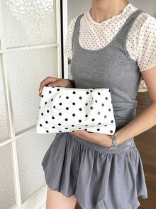 Tas Tangan Kecil Polkadot Chic untuk Wanita, Desain Niche Baru Musim Panas 2026, Clutch Kasual Mewah untuk Kantor dan Perjalanan - Putih - View 11