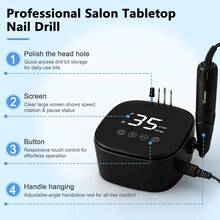 35000 RPM Professional Electric Nail Drill With Bit Holders, Touch-Button Operation, For Manicure Trimming & Gel Removal, Suitable For Nail Salon And Home Use - 黑色 - 查看 8