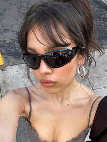 1 Pair Women's Black Wrap-Around Y2K One-Piece Sunglasses, Outdoor Sports, Vacation, Streetwear Accessories, Golf, Hiking, Driving, Travel - Black - View 5