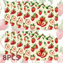 1pc/4pcs/6pcs/8pcs Strawberry Print Pattern, Suitable For Dining Table, Breakfast Mat, Coffee Bar, All Season Decoration, Washable Table Mat, Room Decor, Kitchen Dining Table Mat, Indoor/Outdoor Party Decoration, Home Decor, Ideal Gift - Multicolor - View 11