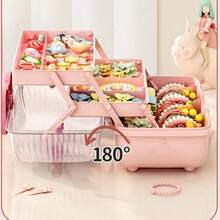 1pc Sweet 3-Compartment Ring Storage Box, Suitable For Hair Accessories, Jewelry, Cosmetics, Etc., Ideal For Living Room, Bedroom, Hair Clips And Cosmetics Storage, Valentine's Day Gift - Multicolor - View 5