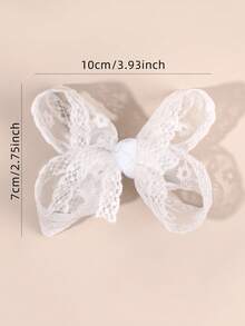 2pcs White Daisy Lace Bow Hair Clips For Girls, Alligator Clips, Cute Hair Accessories, Gift For Casual Daily Wear - White - View 7