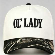1件女款雙色「OL' LADY」刺繡字母帽,男款可調節帽子,防紫外線遮陽帽,適合休閒穿著、派對、旅行與度假禮物,送給媽媽和愛人的最佳禮物 - 多色 - 查看 13