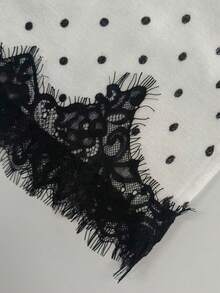 Women's Polka Dot Lace Patchwork Casual Versatile Daily Wear Knit Skirt - White - View 6