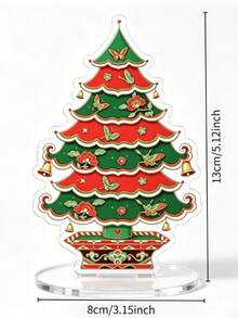 1PC Vintage Paper-Cut Style Christmas Tree Ornament, Paper-Cut Floral Butterfly Bell Christmas Tree Acrylic Desktop Decoration - 1pc - View 2