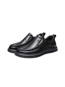 CAMEL CROWN New Men's Smart-Casual Leather Shoes: Soft Cowhide, Comfortable, Non-Slip, And Classic Style - Black - View 3
