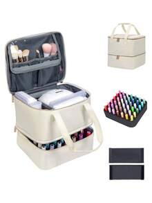 42 Bottle + Nail Polish Organizer Handheld Double Layer Organizer Tote Bag For Girls And Women Nail Art, Essential Oil, Cosmetic Set Daily Travel Use - Multicolor - View 10
