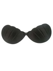 Shell-Shaped Strapless Invisible Push-Up Adhesive Bra, Front Closure Design, Seamless Lift And Support - 黑色 - 查看 6