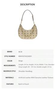 Mcm Aren Series Logo Printed Women's Shoulder Bag MWHFATA02I8001 - Beige MWHFATA02I8001 - View 8