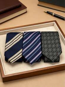 1PC 1200 Needle High Density Business Casual Formal Premium Minimalist Fashion Elegant Striped Tie, Suitable For Holiday Gifts, Business Workplace, Daily Matching - Multicolor - View 1